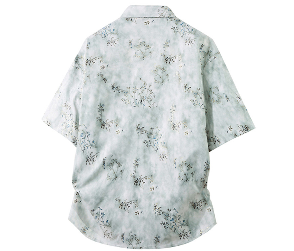 Fashion printed solid color T-shirt